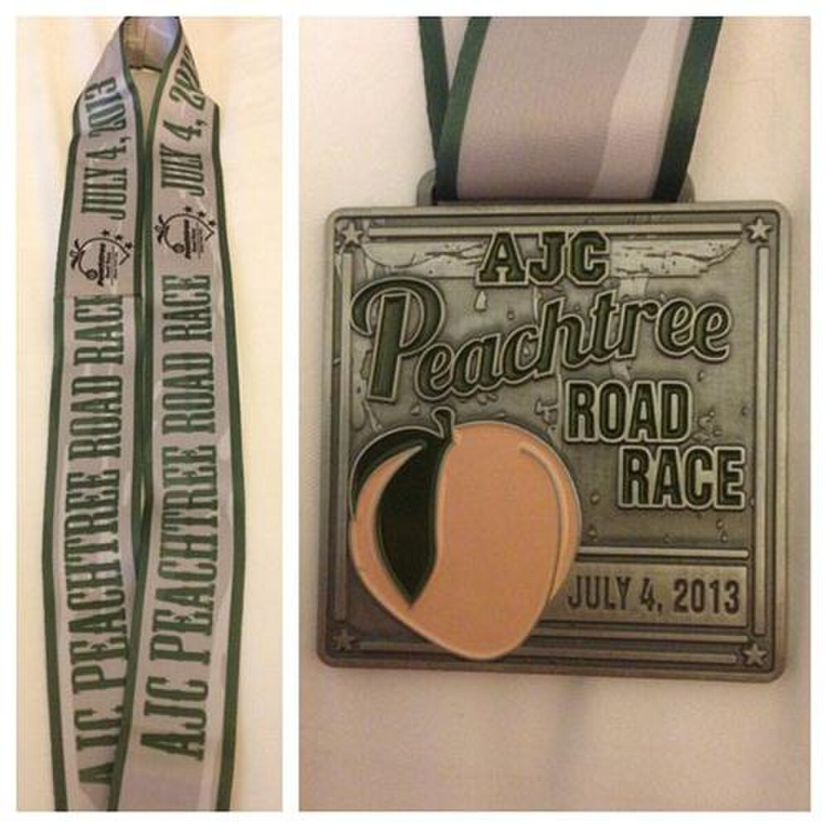 Commemorative Peachtree Road Race finisher medal